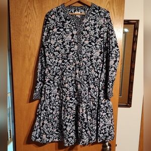 J. Crew Floral Tiered Mini Dress Women Sz M Multicolor Long Sleeves Cottagecore